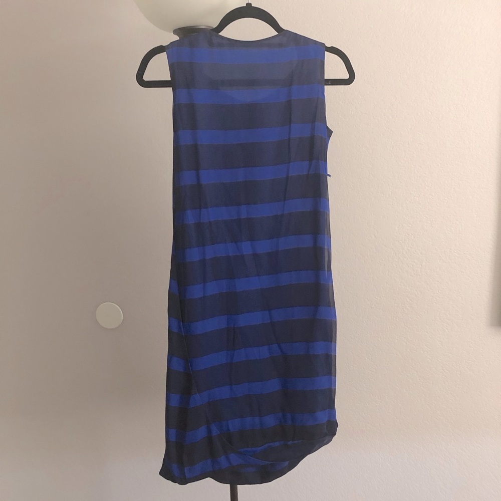 Halston Heritage blue stripped dress.